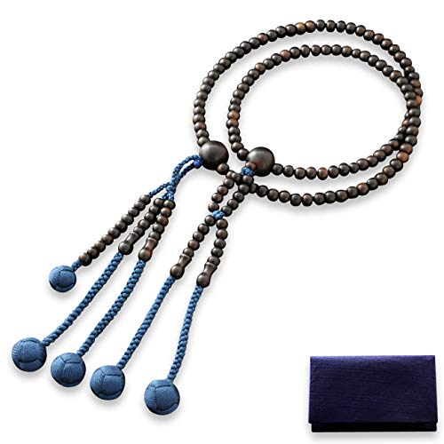 京仏壇はやし 数珠 日蓮宗 尺二 黒檀 (素挽き) (男性用) 正式 本式 【 数珠袋セット 】 SM-054 京都 念珠