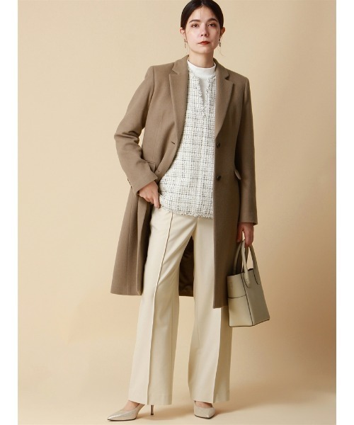 ダウン ダウンジャケット シングルチェスターコート 撥水 RESCWOOL ライトビーバー レディース