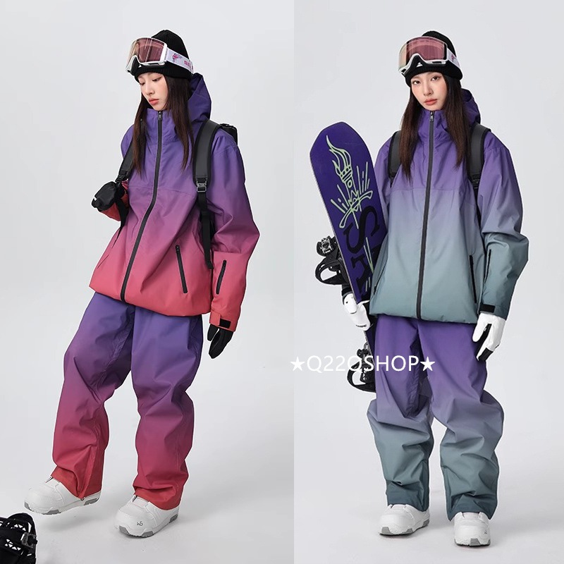 スノーボードウェア 2024 2025 上下セット メンズ レディース グラデーション ジャケット パンツ 3Lセットアップ ウィンタースポーツ スキーウェア スノボー スノボウェア スノー韓国風防水 13,720円