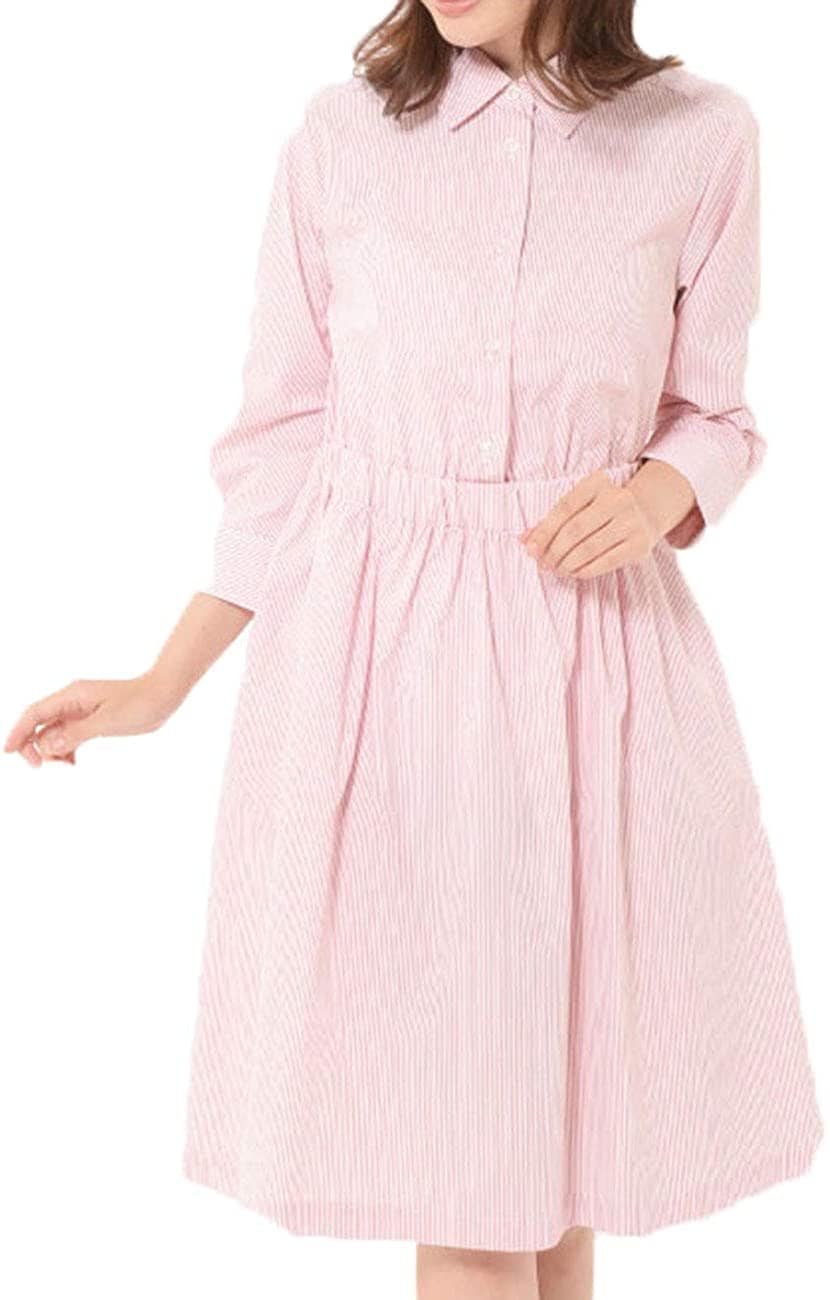 シャツ ワンピース ストライプ 7分袖 レディース