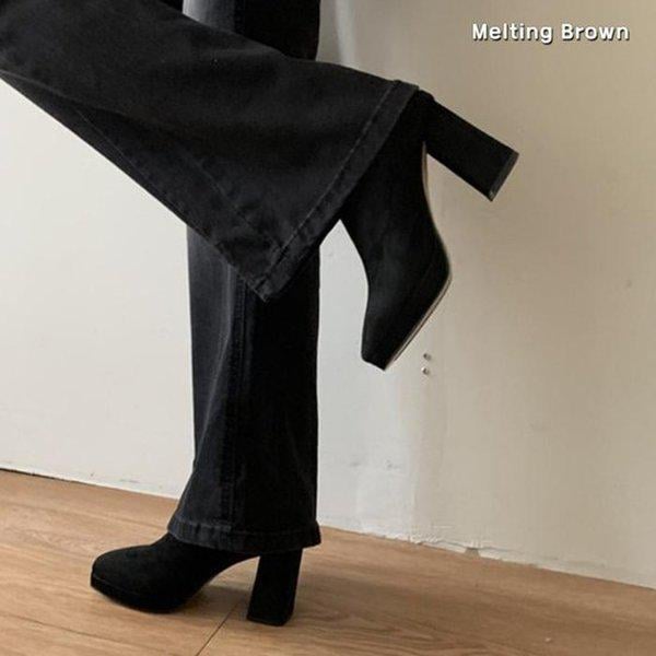 女性スリムフィットスエードアンクルブーツ T24