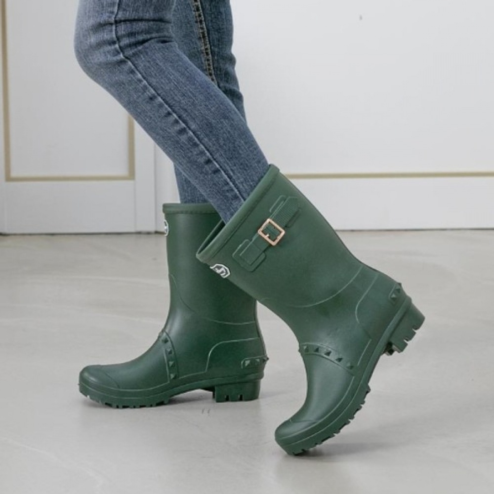 (Ninas Paris) レディースバックルファッションミドルレインブーツ