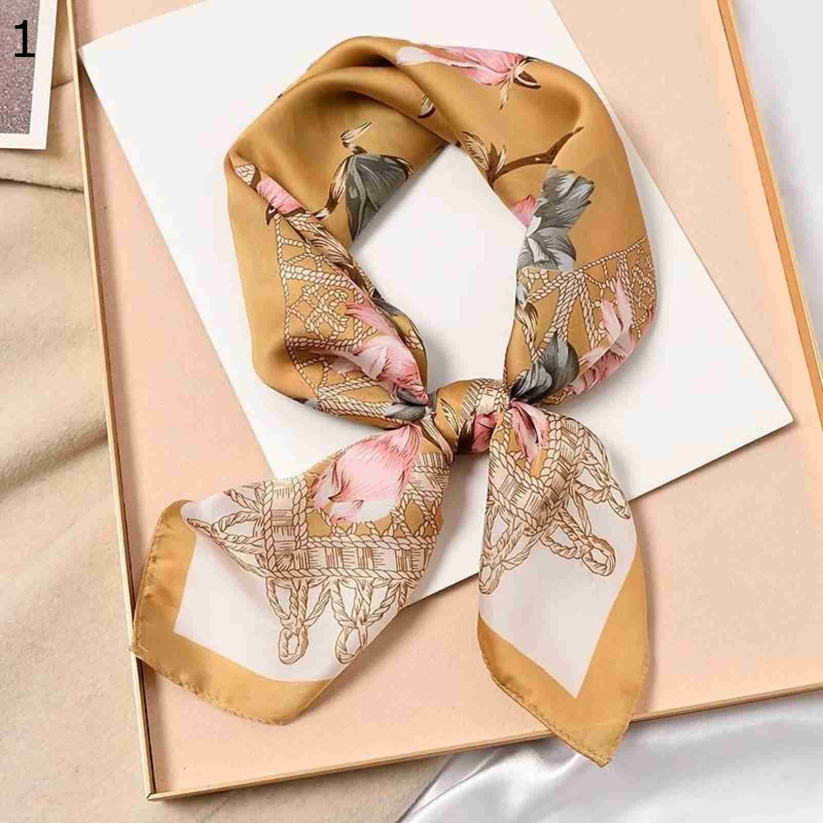 【20%OFFクーポン～】70x70cm 女性用多機能ポリエステルスカーフ春ショール クリエイティブプリントサテン スモールスクエアラップ スカーフショール スカーフ (Color : 9 Siz