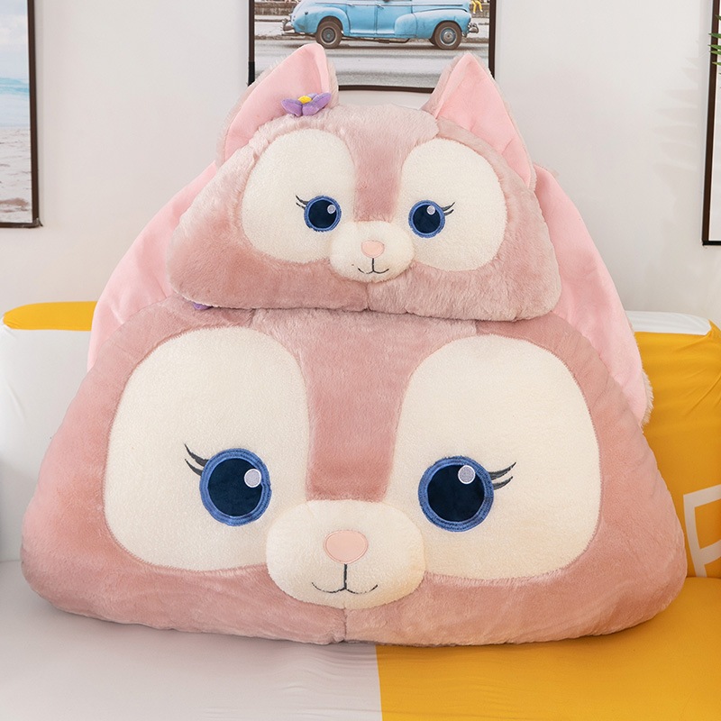 フォックスベル枕クイーンサイズベッドピンクの小さなキツネのぬいぐるみ人形付き