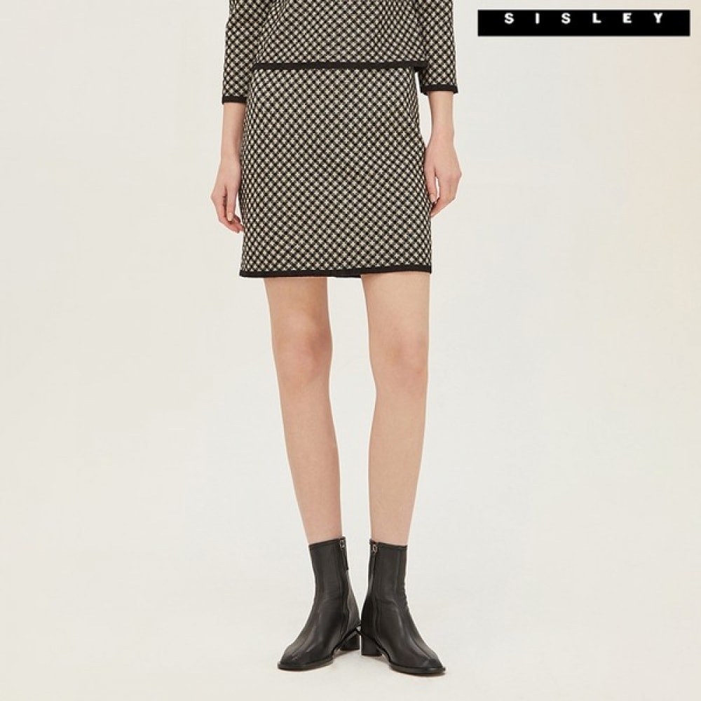 (シスレー) シスレーチェックジャカードスカート SAKS03211_BK