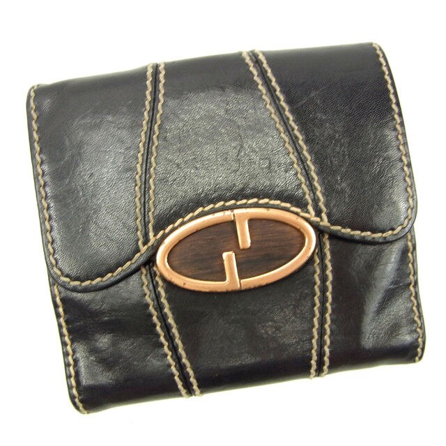 Wホック財布 GG ブラック 中古