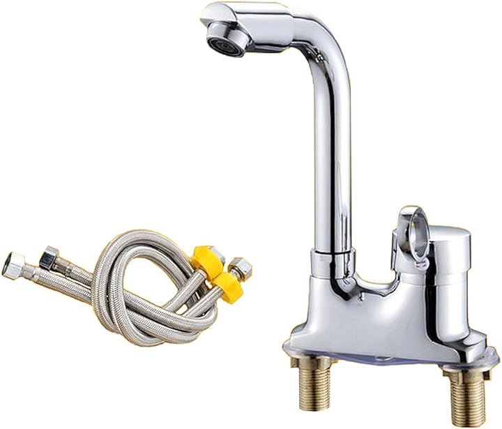 ツーホール式 洗面用 シングルレバー 混合水栓 手洗いボウル用 360 クルクル回転 立水栓 洗面台 蛇口 SK19