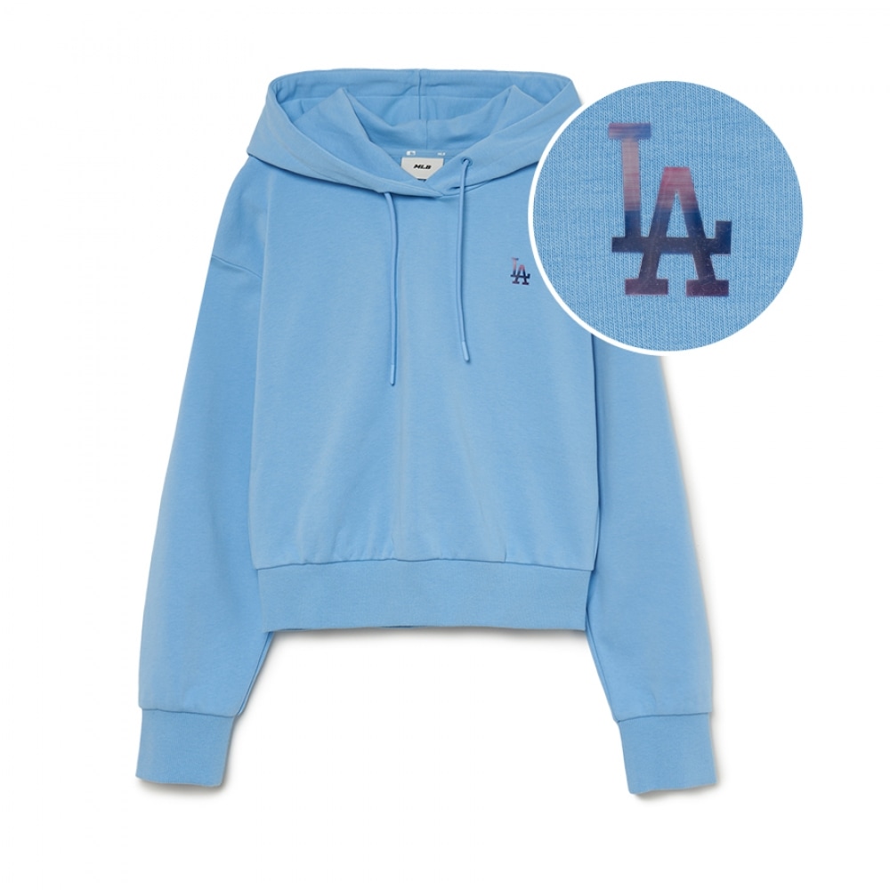 MLBレディースベーシックアスレジャーミディアムロゴクロップフードティーLA（L.Cobalt Blue）