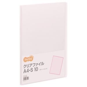 （まとめ） TANOSEE クリアファイル A4タテ 10ポケット 背幅8mm ピンク 1冊 50セット