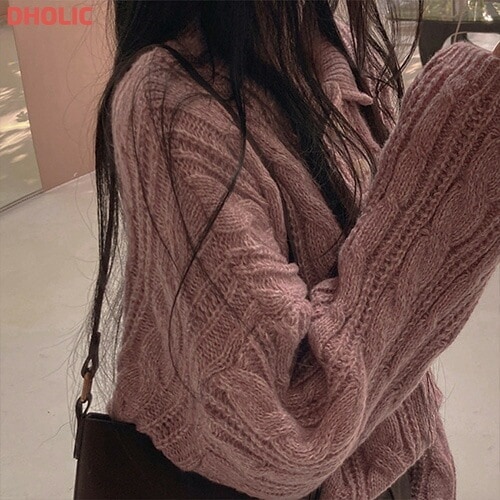 ポロカラードロップショルダーニット