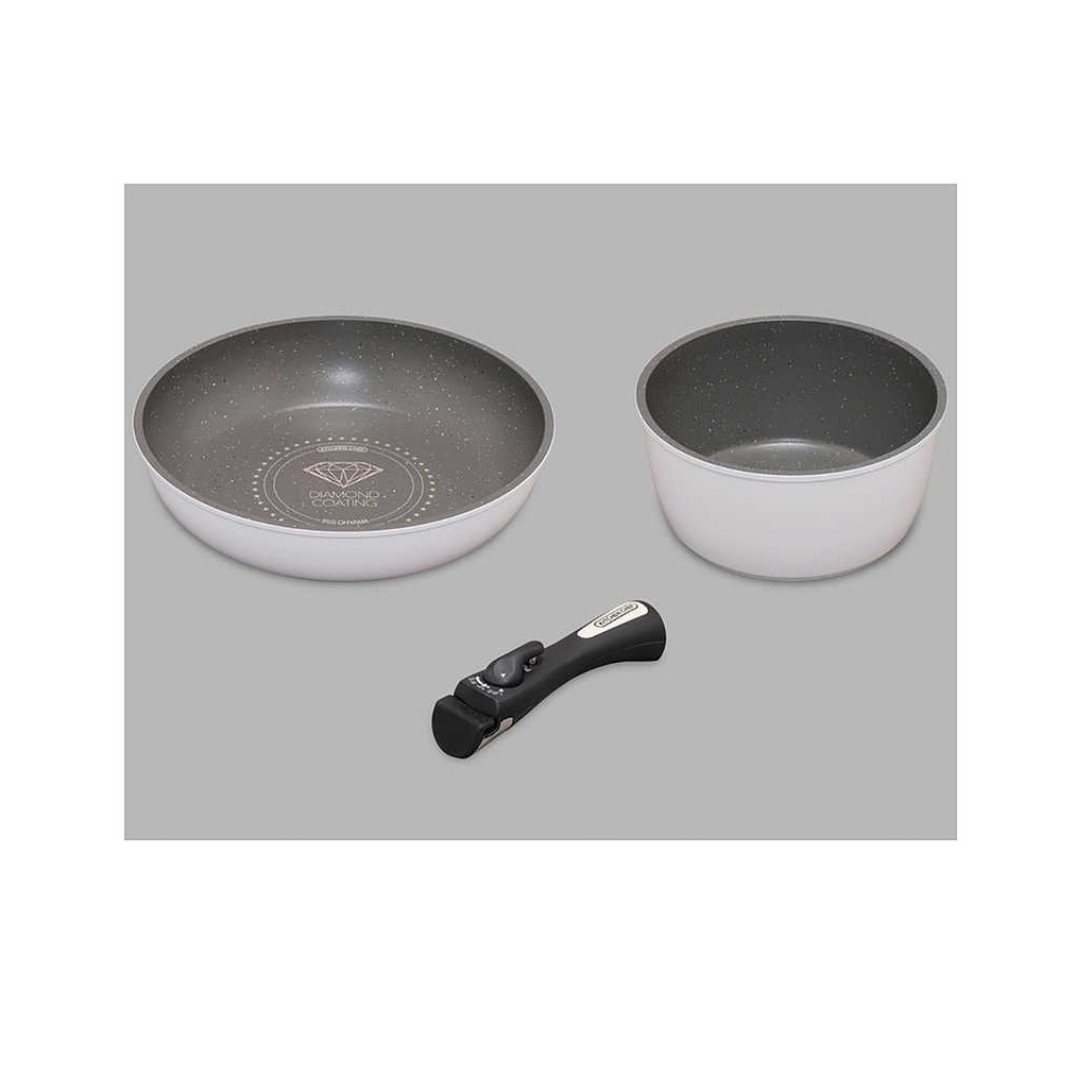 フライパン 鍋 セット フライパンセット 3点 ガス火 IH対応 軽量 お手入れ簡単 取っ手のとれる ダイヤモンドコート ダイヤモンドコートパン ホワイト/マーブル ISN-SE3 5,092円