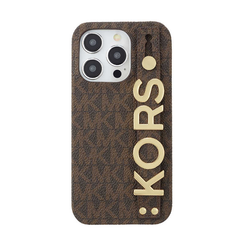 マイケルコース　Slim Wrap Case Stand ＆ Ring iPhone 15 Pro MICHAEL KORS Brown　MKSRBRWWPIP2361P