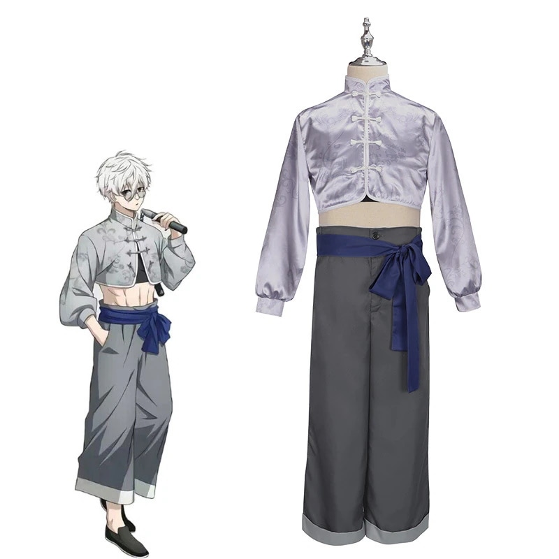 青い囚人服中国カンフー凪清士郎御影麗王キャラクターメンズパフォーマンス衣装