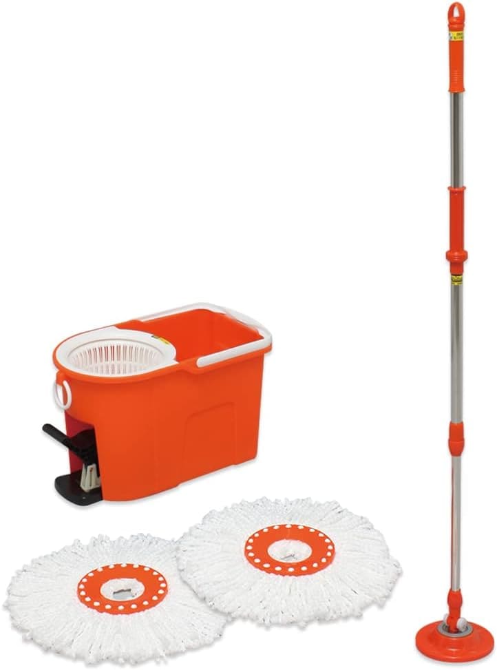 アイリスオーヤマ 回転モップ洗浄機能付き オレンジ KMO-490S