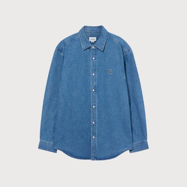 長袖Tシャツ JQS CO2501SH32-BL Cロゴ デニムシャツ ブルー