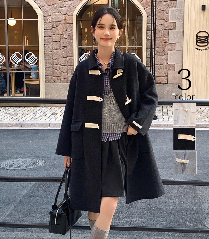 【最新モデル登場！！】レディース ロングダッフルコート チェスターコート ウール 冬 アウター 秋冬物 冬物 厚手 防寒 ロングコート 暖かい スタンドカラー コート 大きいサイズ 黒 カジュアル シ