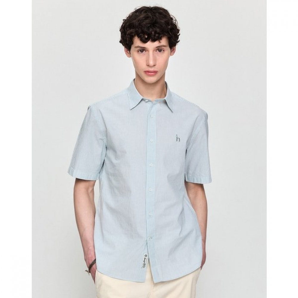 [25SS] グリーンストライプレクチャーショートスリーブシャツHZSH5B513E1