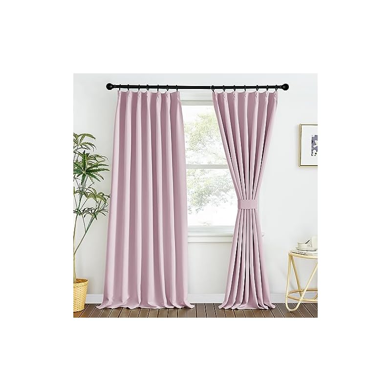 PONYDANCE 防音かーてん 遮光カーテン 防音 防寒 遮光 厚手 断熱 省エネ おしゃれ 冷暖房の効率アップ UVカット 部屋 寝室 ホーム飾り 幅100cm丈178cm 2枚セット ピンク