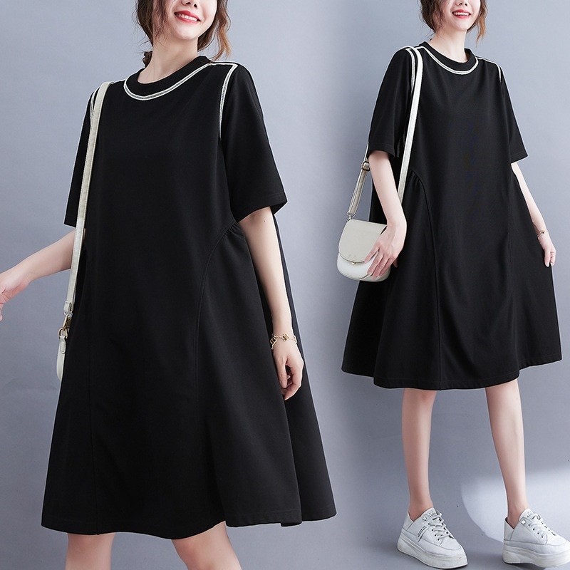 大きいサイズTシャツワンピースマタニティウェア 夏のリボンは半袖ロンT