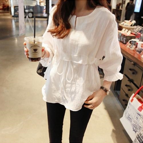 2283.裾フレアチュニックワンピース7分袖シャツブラウス(ホワイト) 2019 春夏 sale 新作 大人 かわいい カジュアル ゆったり 着やせ OL 20代 30代 デート服 女子会 100,000円