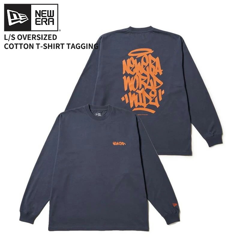 ニューエラ ユニセックス ロンT 長袖Tシャツ NEW ERA 長袖 オーバーサイズド コットン Tシャツ Tagging スレートグレー カットソー トップス 14682690