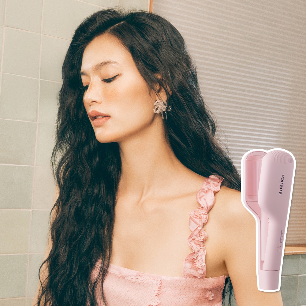 【ボダナ/NEW】グロー ワイヤレス ウェーブ ヘアアイロン 32mm パウダーピンク