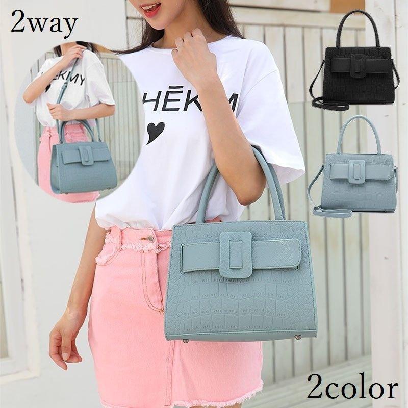 レディースファッション　ハンドバッグ ミニバッグ ショルダーストラップ付 PUレザー 2WAY 手提げ 肩掛け 斜めがけ ファスナー