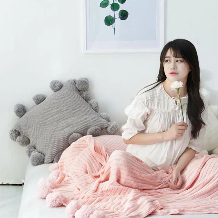 かわいい ブランケット 大判 ひざ掛け 北欧 ポンポン ダブル 布団カバー おしゃれ ボンボン ソファーカバー 白 タオルケット 毛布 シングル ベッドカバー