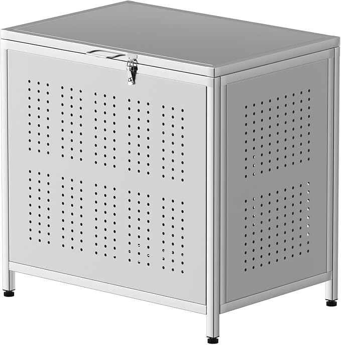 ゴミ箱 屋外 ゴミステション 大きい 高強度 大型 ごみ収集ボックス 庭用 ふた付き アジャスター (組立式） (１６０L)
