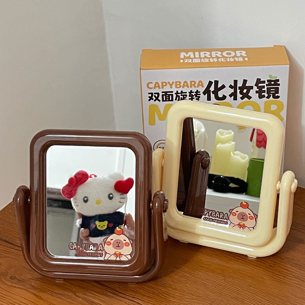 【200点セット】【送料無料】カピバラ化粧鏡ドーパミンデスクかわいい化粧台小両面鏡携帯学生寮家庭用