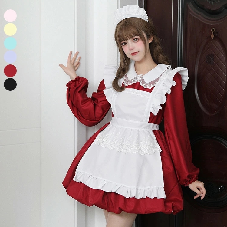 メイド レディース メイドカフェ メイド喫茶 ワンピ コスプレ ワンピース メイド服 正統派メイド 半袖 フリル ボウタイ レース ミニ丈 学園祭 文化祭 イベント コスプレ コスチューム ショート