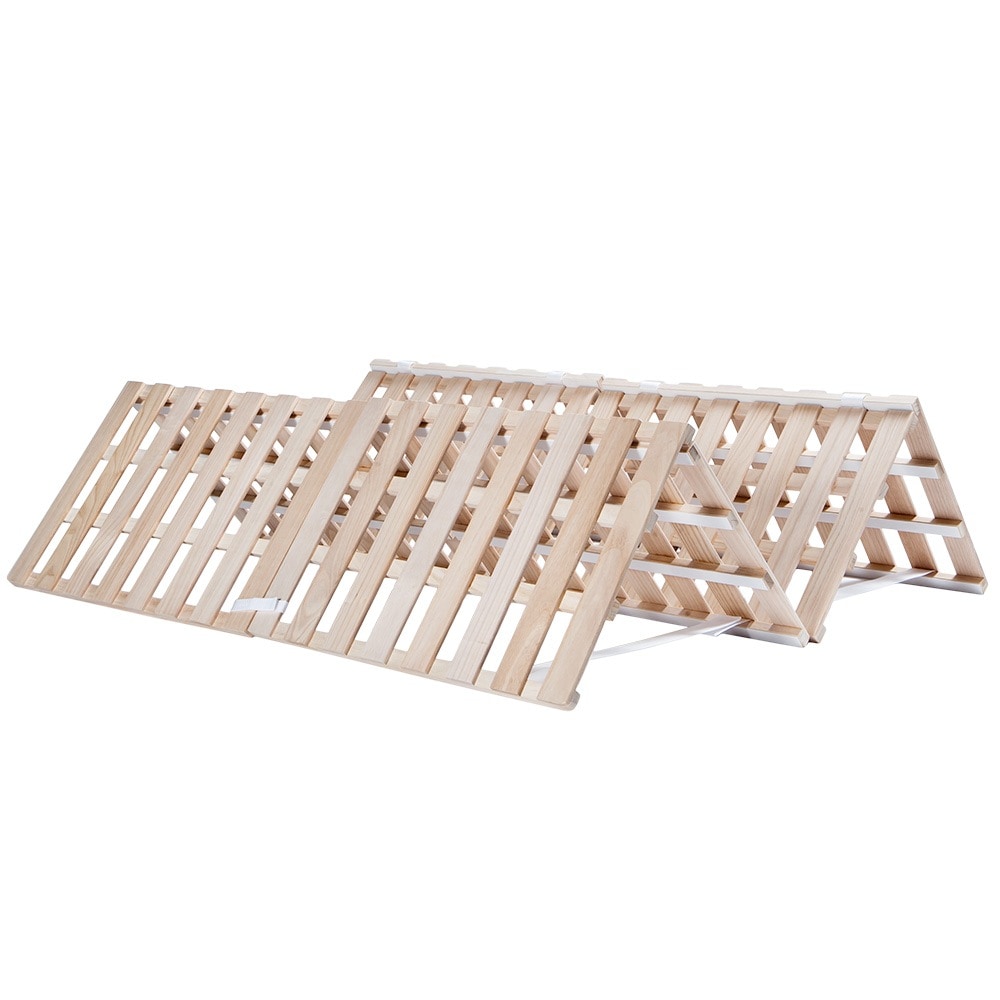 【国内出荷-送.料.無.料】折りたたみベッド4つ折り耐荷重200kg【ダブル*2】すのこベッド湿気/カビ対策89