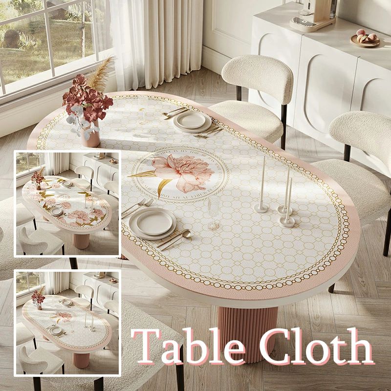 贩売促进 楕円形 テーブルクロス テーブルマット 北欧 花柄 ダイニングテーブルマット 汚れ防止 防水防油 耐熱 ロココ風 お洒落 2色 80*形 高級感 pu皮革生地