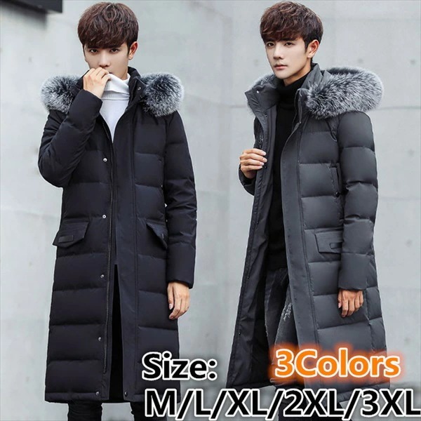 ダウンジャケット 超ロング メンズ ハイネックコート 防風 ダウン80％ ロングダウンジャケット ファー付き コート ファー取り外し可能 帽子取り外し可能 帽子付き アウター かっこいい ブラック グ