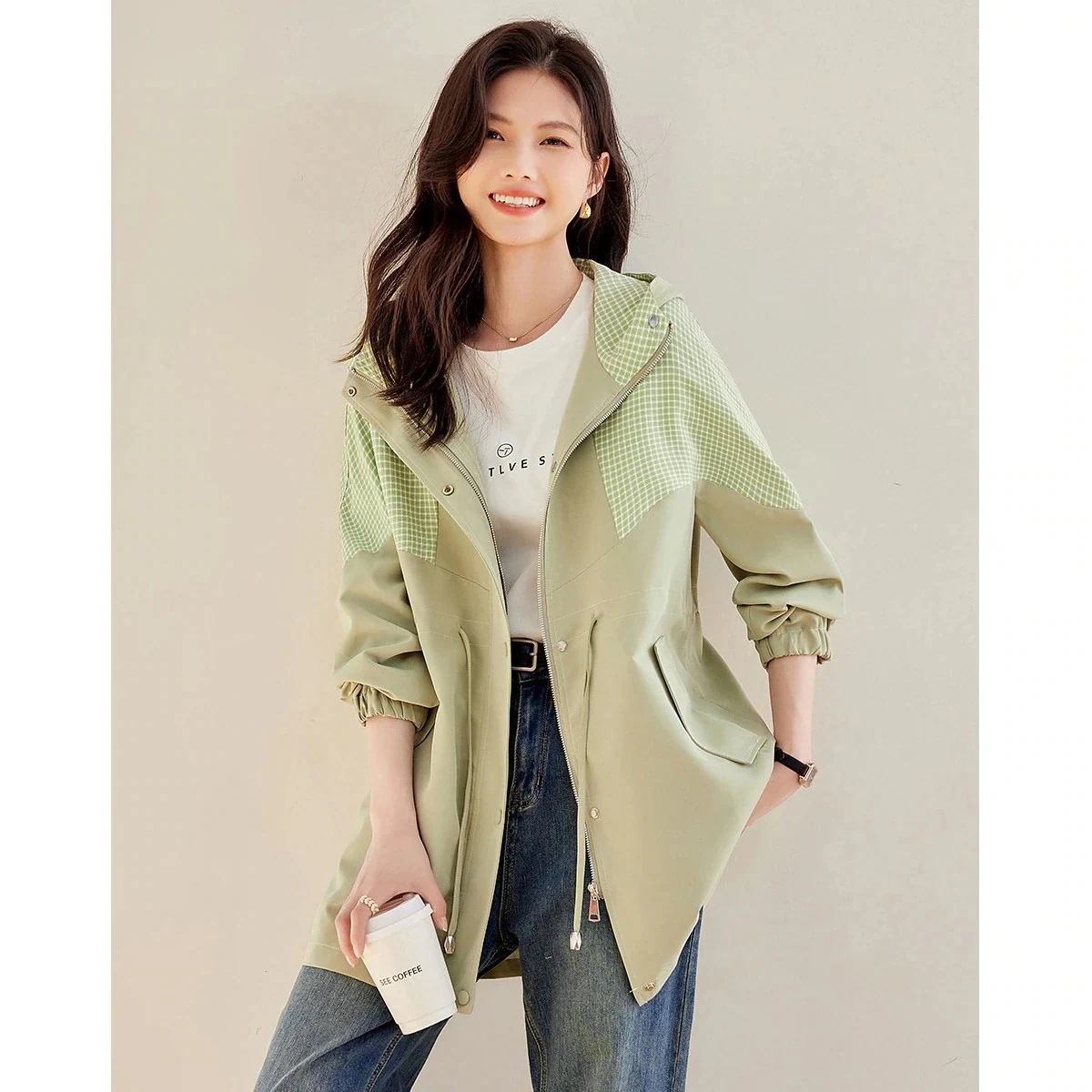 大人気 トレンチコート 新作トレンチコート レディース ミディアム丈 シンプル 初秋 トップス レディース 無地 ジャケット