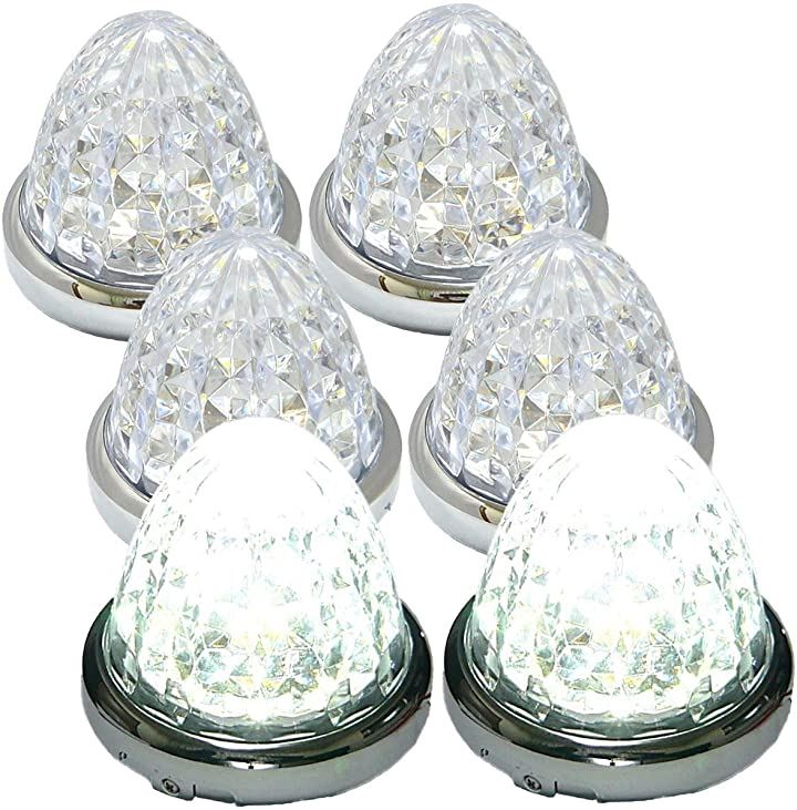 24V トラック用 LED マーカーランプ サイド 8面クリスタルカット仕様 16LED メッキリング 汎用 6個 セット ブルー/イエロー/レッド/ホワイト 各色( ホワイト)