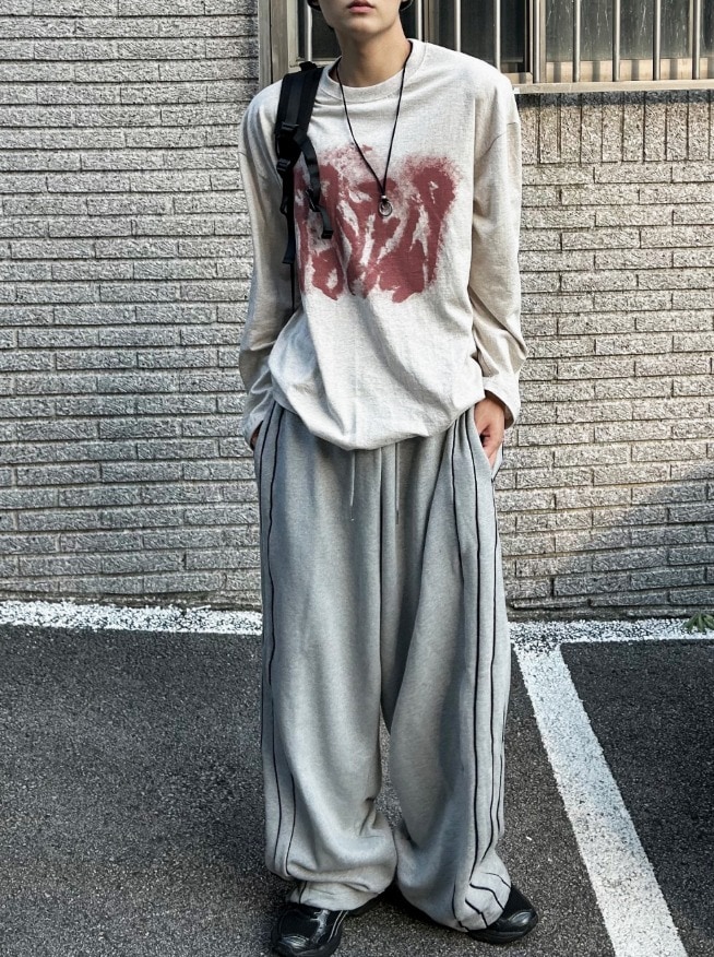 [COSYHARU公式]Piping Wide Sweat Sweat Pants