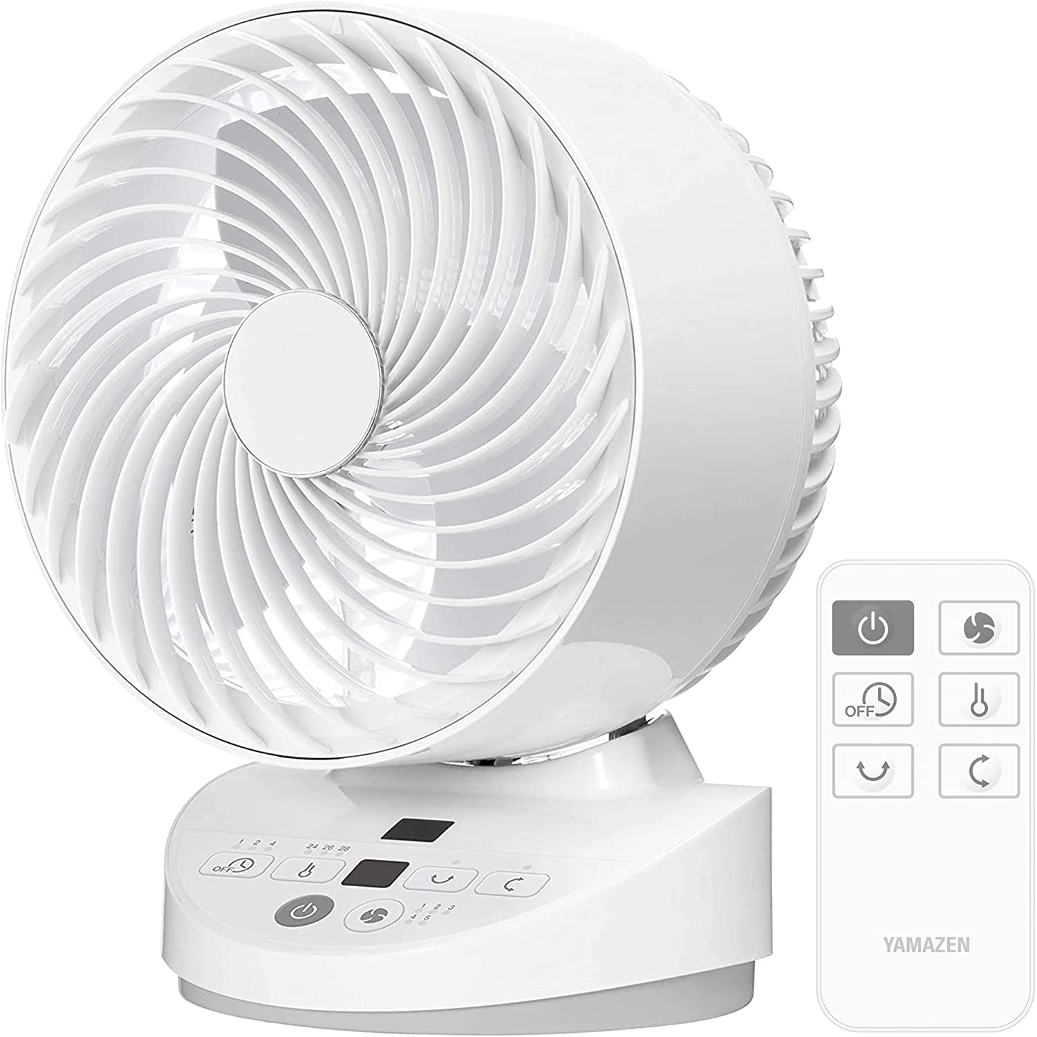 [山善] サーキュレーター DCモーター 静音 26畳 (換気/空気循環) 上下左右自動首振り 温度センサー 省エネ 風量5段階調節 切タイマー リモコン付き YAR-BD182(W)