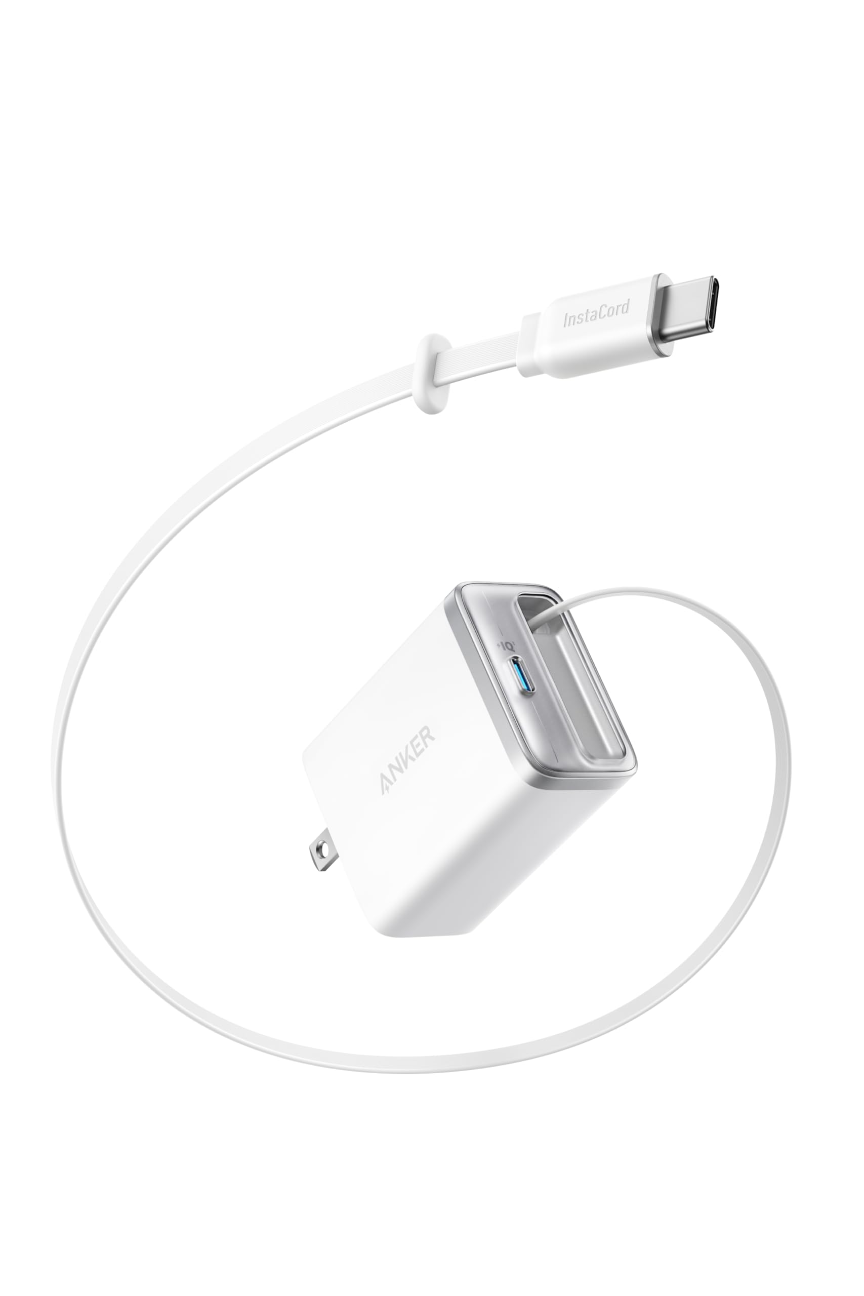 Anker Nano Charger (35W, 巻取り式 USB-Cケーブル) ホワイト USB PD USB-C 急速充電器【PSE技術基準適合】iPhone 17シリーズ MacBook Air