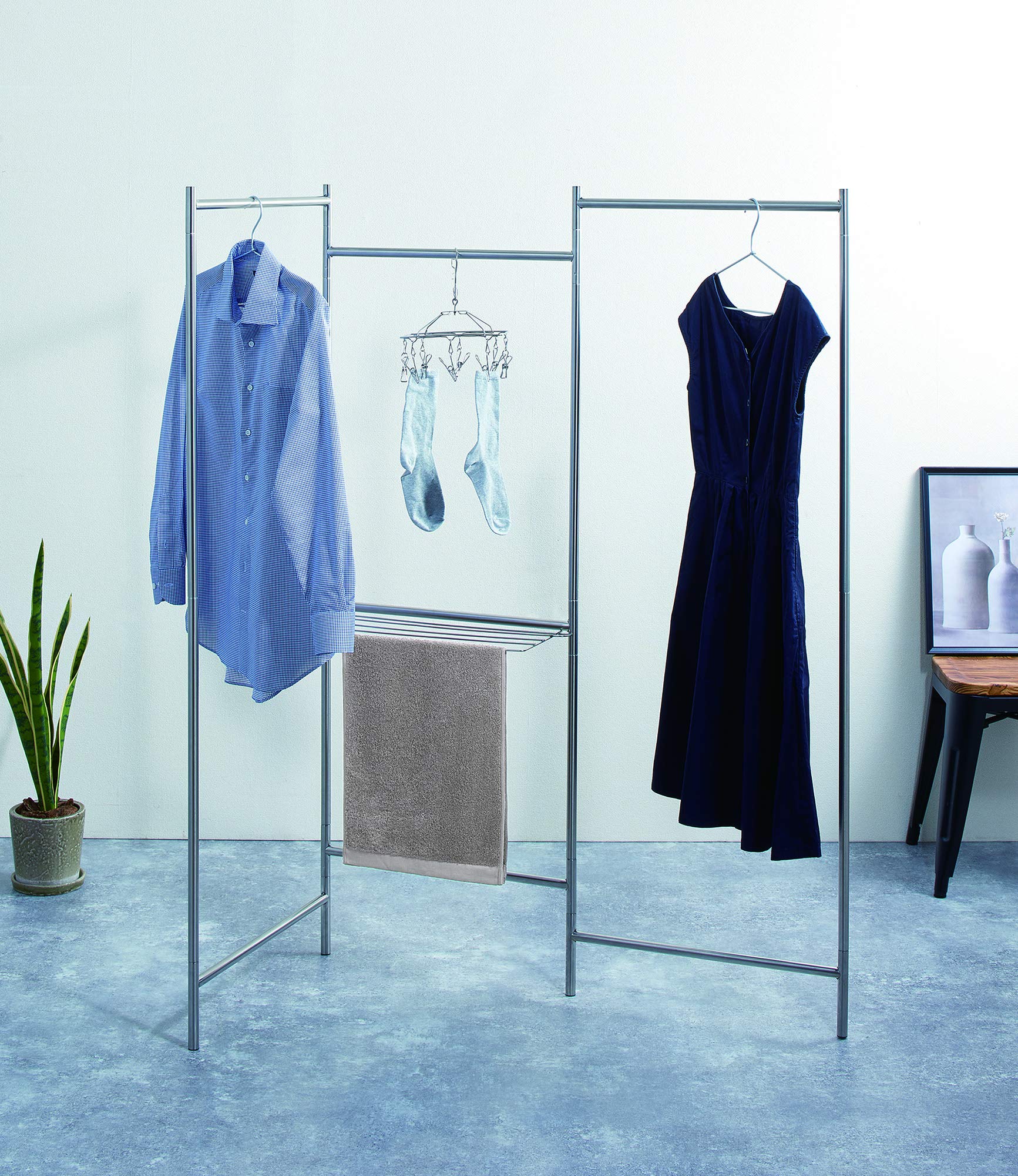 天馬(Tenma) 耐久性と美しさを兼ね備えた室内物干し インテリア物干し 差し込むだけの簡単組立 洗濯物干し 軽く持ち運べてコンパクトに収納できる物干しスタンド 【簡単組立】 【色 オールステンレス 6,105円