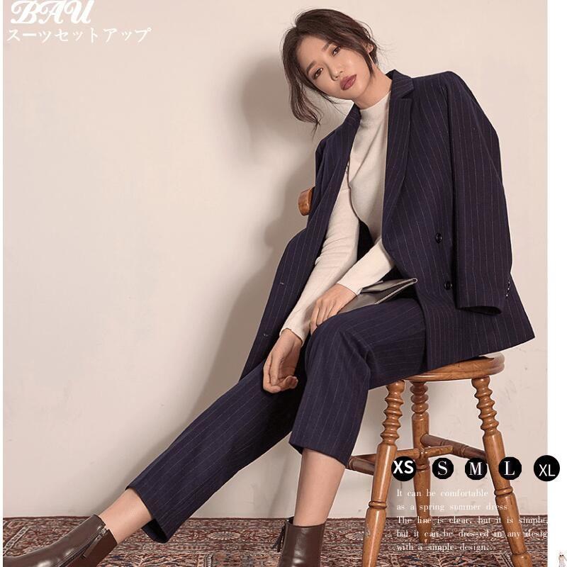 スーツ 韓国 風 パンツスーツセット 大人 スーツ トップス ズボン きれいめ オフィススーツ ブラック 黒 シンプル タイト 着痩せ お呼ばれ ミドル丈 パーティ30%までに制限