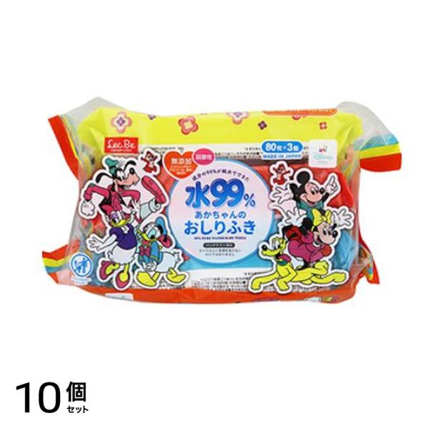 レック 水99%あかちゃんのおしりふき ディズニー ミッキー&フレンズ 80枚× 3個パック 10個セット