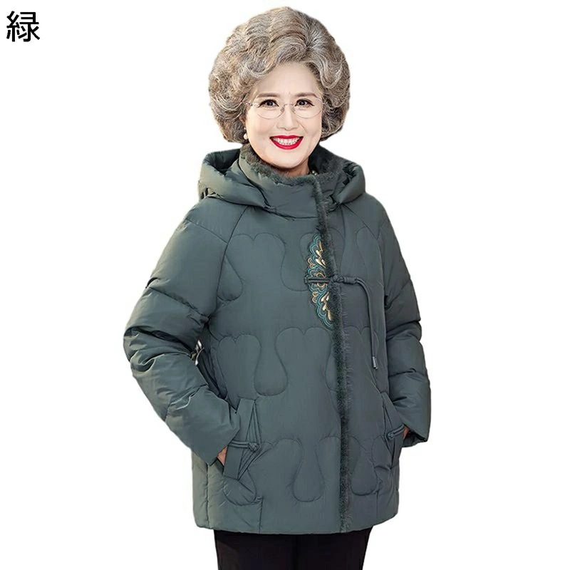 レディース中綿ジャケット レディース 長袖 フード付き 刺繍 花 綿入れ い アウター 綿服 軽量 柔軟 婦人服 シニアアウター 秋冬 お年寄り 中高年 60代 70代 80代 敬老のプレゼント