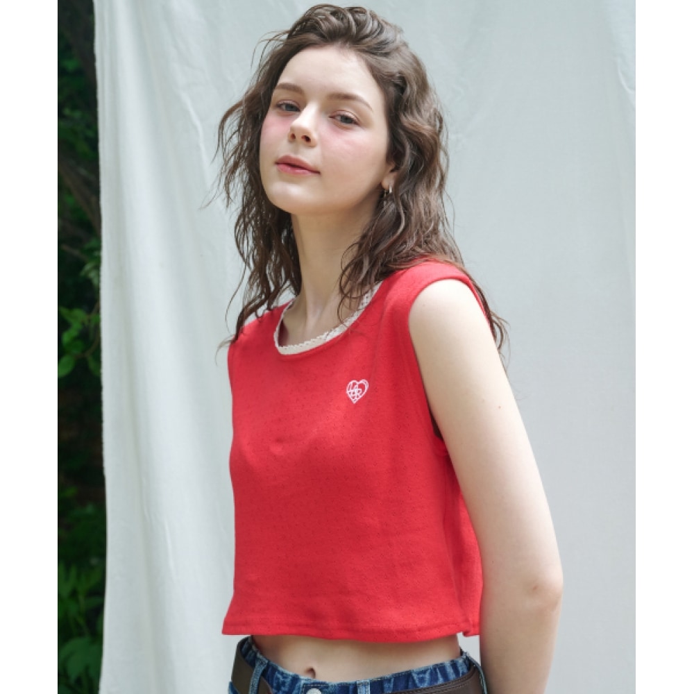 ロッシーローレースアイレットスウェットシャツレッド