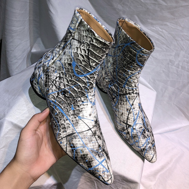 パイソン ブーツ チェルシーブーツ ショートブーツ マーティンブーツ バックルネット ポインテッドトゥブーツ a2422