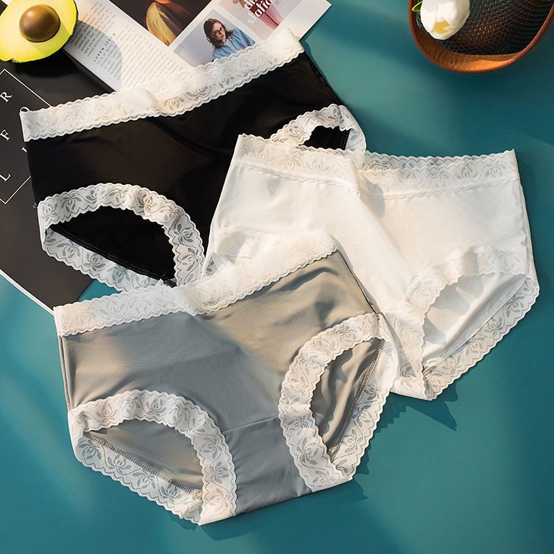1つ買うと10個無料セット売りショーツ シームレス アイスシルク レース 日系 綿 抗菌 軽薄 凉しく 三角ショーツ 響かないシームレス 母の日
