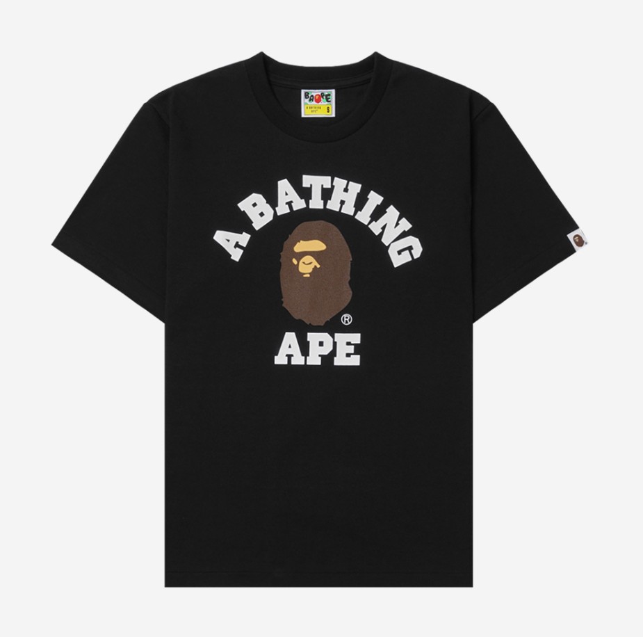 【BAPE】 BAPE COLLEGE T-SHIRT : BLACK