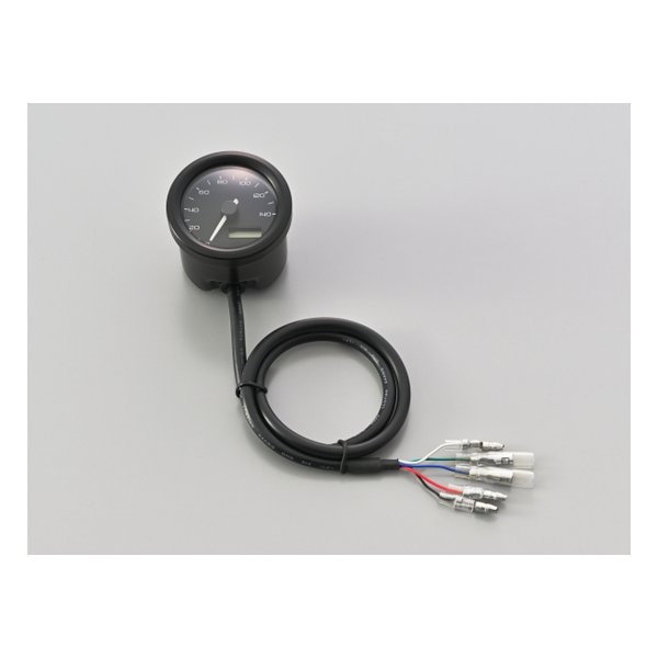 電気式 スピードメーター 電圧計 ブラックボディ/3色LED φ48 140km/h表示 D44196