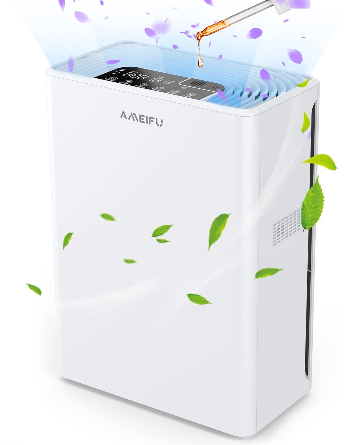 【50畳対応5重濾過システム除臭強力】AMEIFU空気清浄機 5重除菌 3段風量設定 消臭 除菌 PM2.5自動検知 脱臭 ホコリ 花粉対策 小型 集じん アロマ対応 タイマー機能AUTOモード/フィ