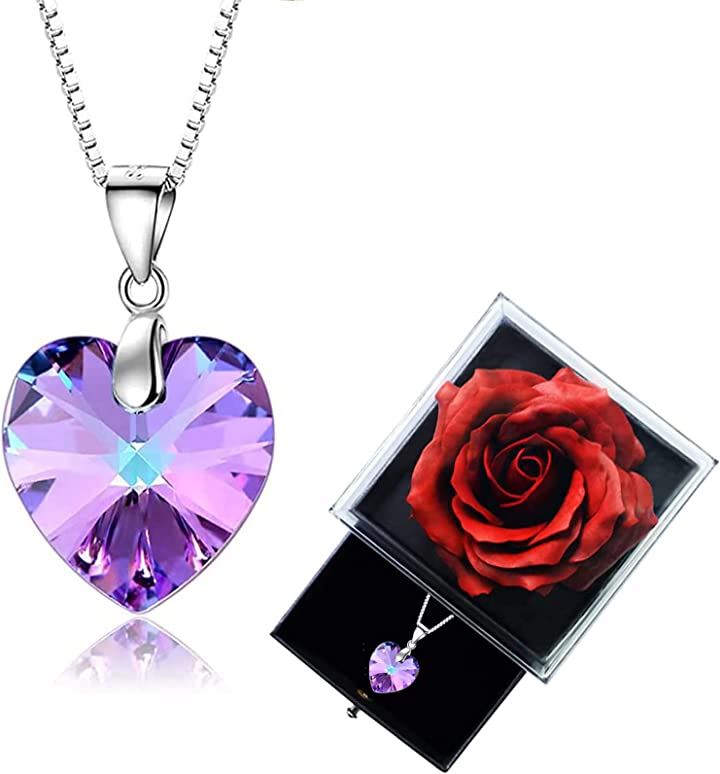 ソープフラワー ギフト バラ プレゼント 女性 収納ケース付き ネックレス レディース 赤いバラ パープルネックレス( 赤いバラ＋パープルネックレス) 5,621円